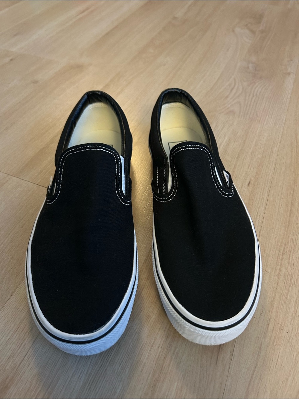 Vans Black & White Classic Slip-On Sneakers - like new